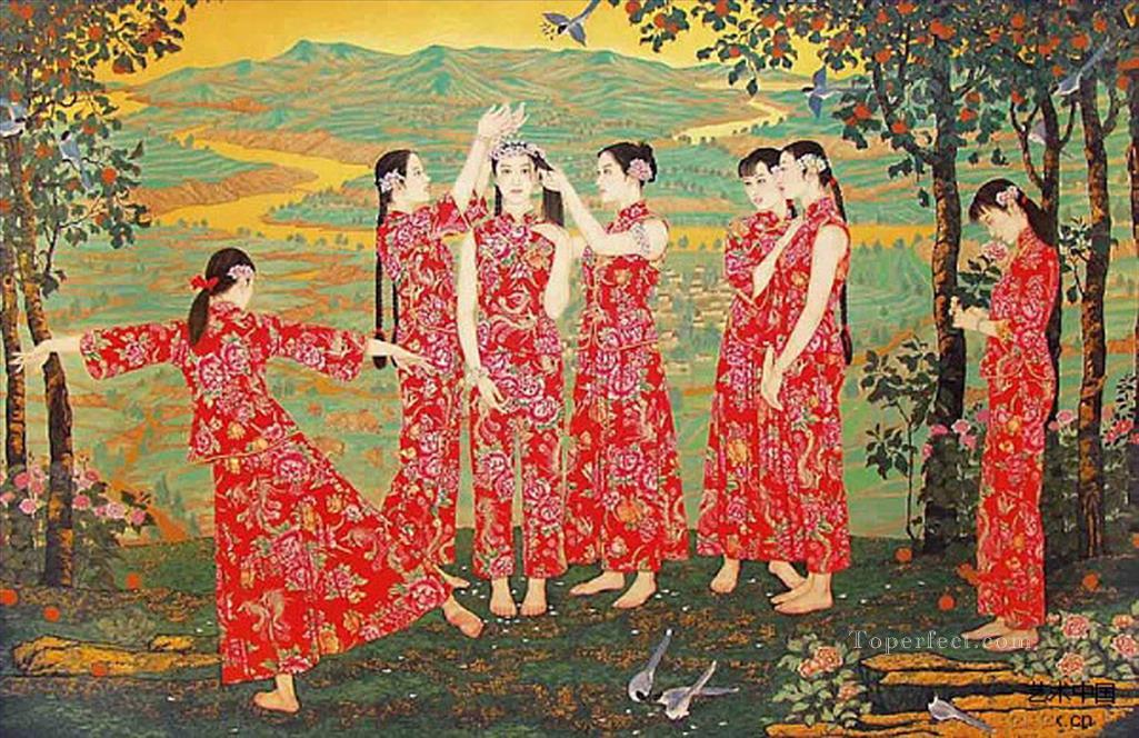 muchachas del campo chino antiguo Pintura al óleo